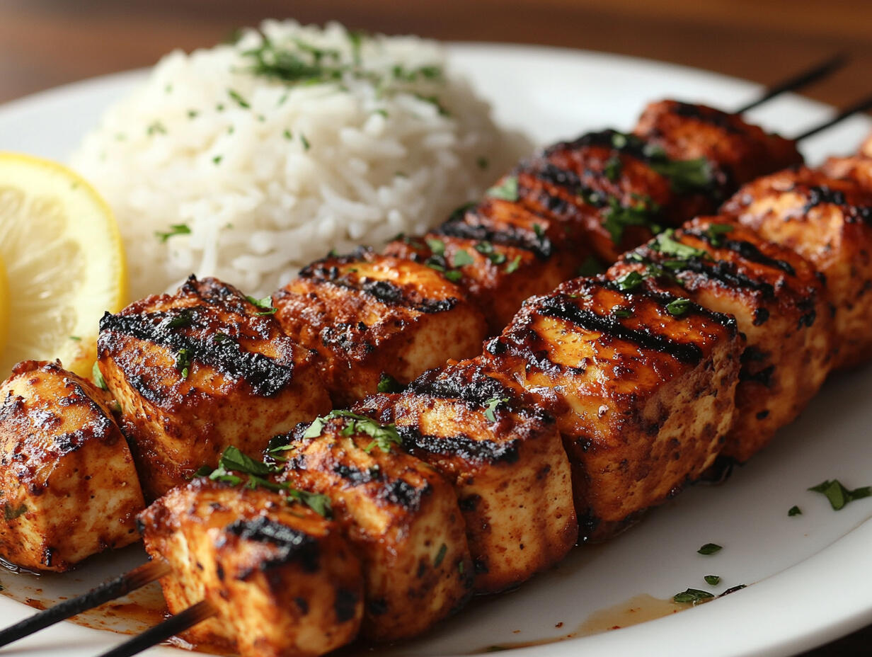 Chicken Skewers and Rice